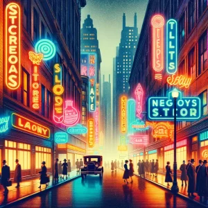 Néons extérieurs rue éclairage nuit