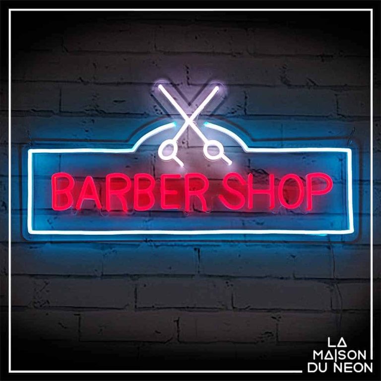 neon barber shop ciseaux