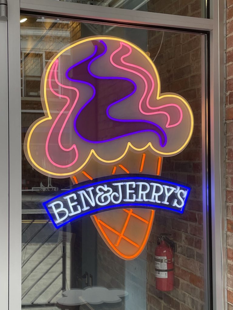 neon BRAND LOGO Ben Jerrys UV print