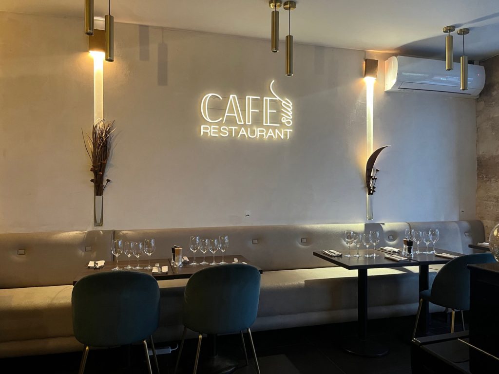 neon Cafe Sud Restaurant Blanc Chaud Support discret