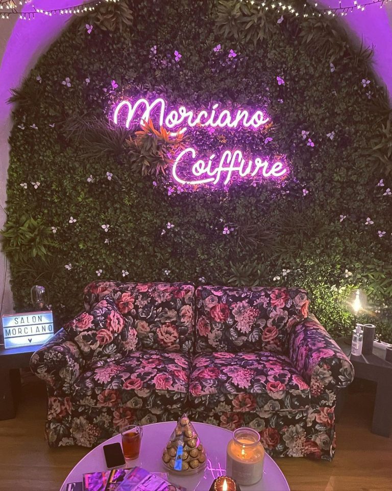 neon Morciano Coiffure Green Wall Mur Vegetal Rose Pink 1