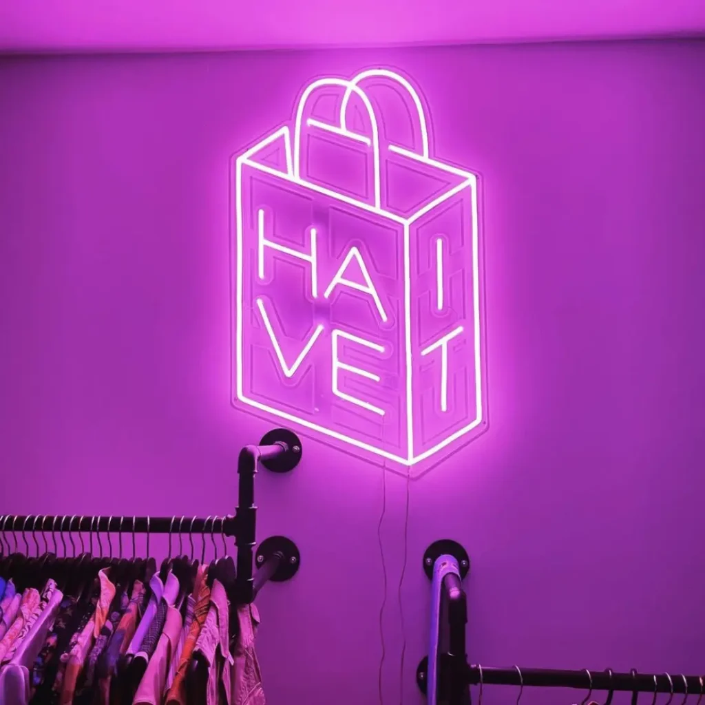 logo neon sac boutique friperie have it rose